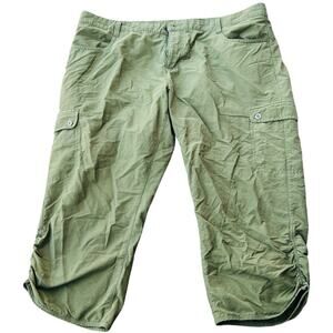 🍃 Woolrich Green Linen Blend Cargo Pants Women’s 12 Outdoor Utility